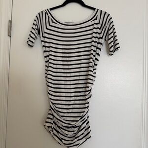 Isabella Oliver Black and White Striped Short Sleeve Maternity Top